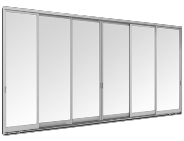 Aluminium Sliding door (6 panels on 3 tracks)