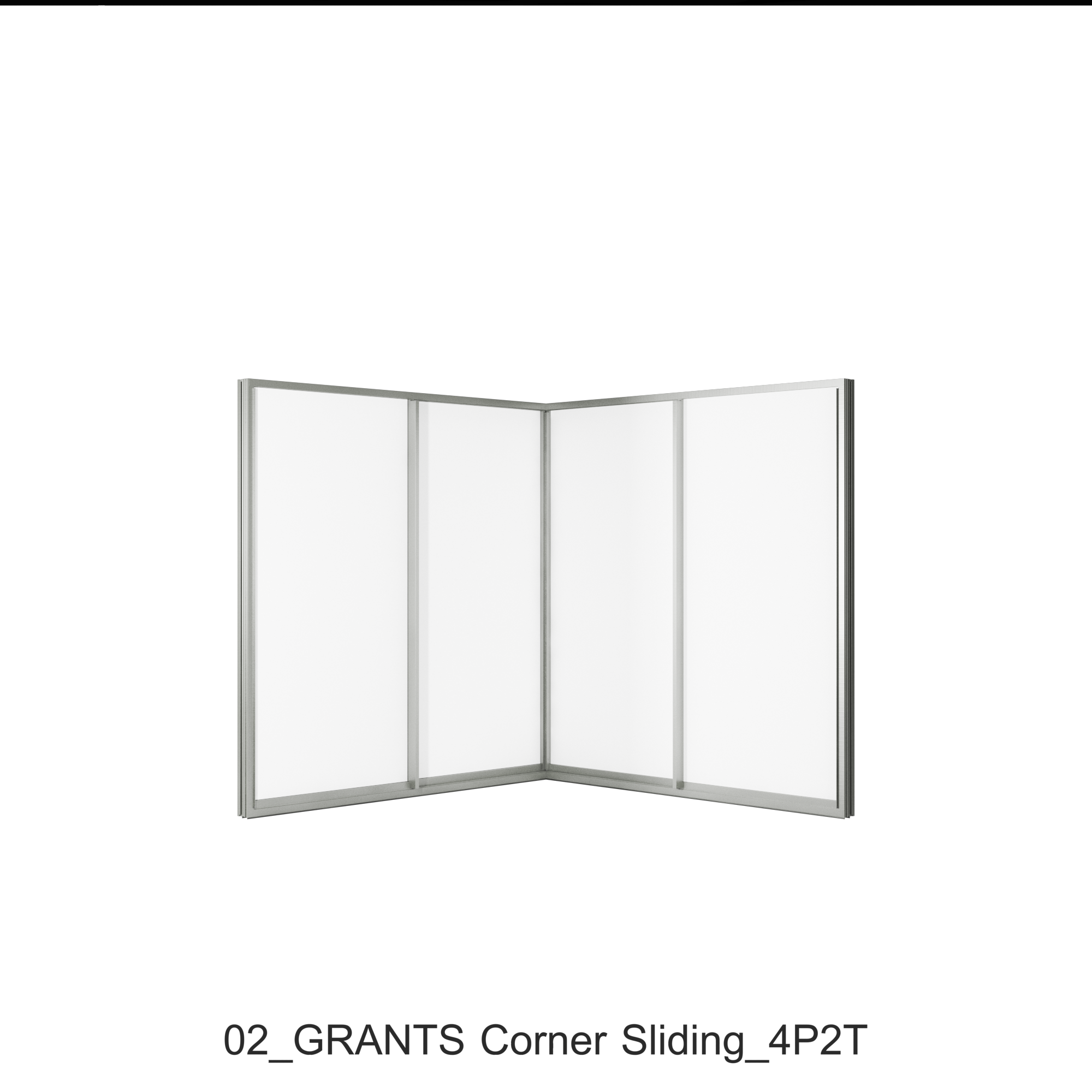 Corner Sliding (2 Panels on 2 Tracks + 2 Panels on 2 Tracks)